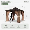 10'x10' Hardtop Gazebo, Outdoor Polycarbonate Double Top Canopy, Aluminum Frame Gazebo with Netting and Curtains, Gazebos 3
