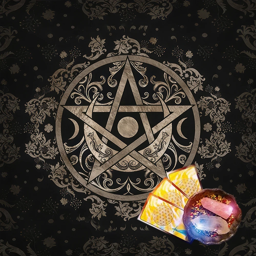 Tablecloth Pentagram Tarot tablecloth, Tarot linen, Tarot mats tapestries, pendulum prophecy altar cloth, Tarot symbol board gam 2