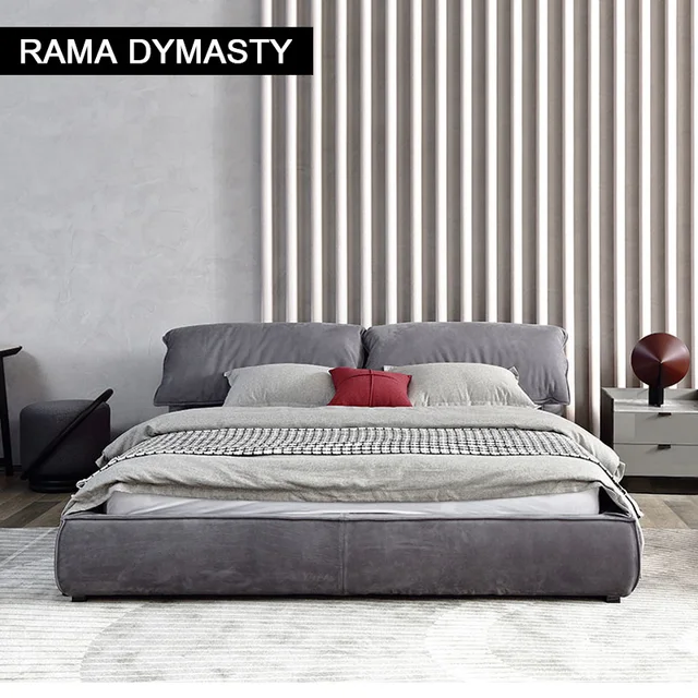 Lit en tissu minimaliste moderne, chambre principale de luxe, lumière italienne, ins net, rouge, créatif, mariage, lit double, 1.8m 1