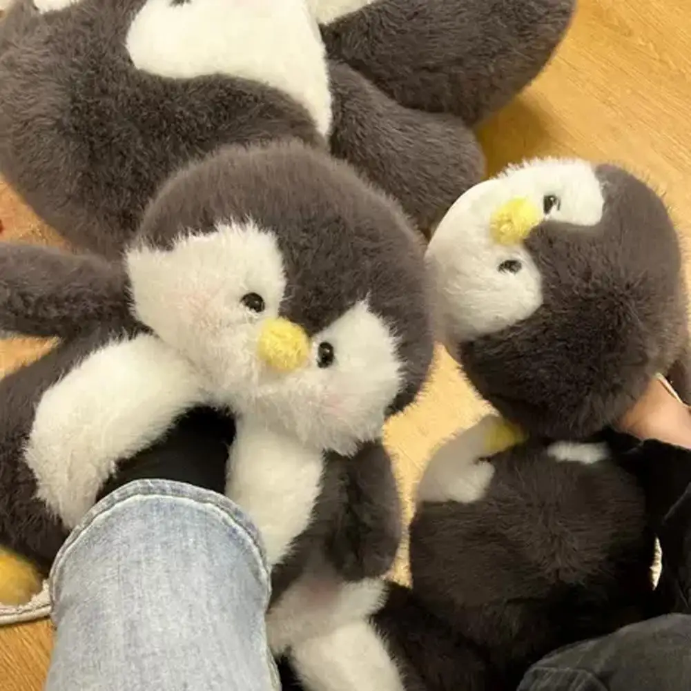 Cute Cartoon Penguin Chick Shape Plush Slippers Home Cotton Shoes Winter Kawaii Plush Non Toys House -Slip Women B0X9