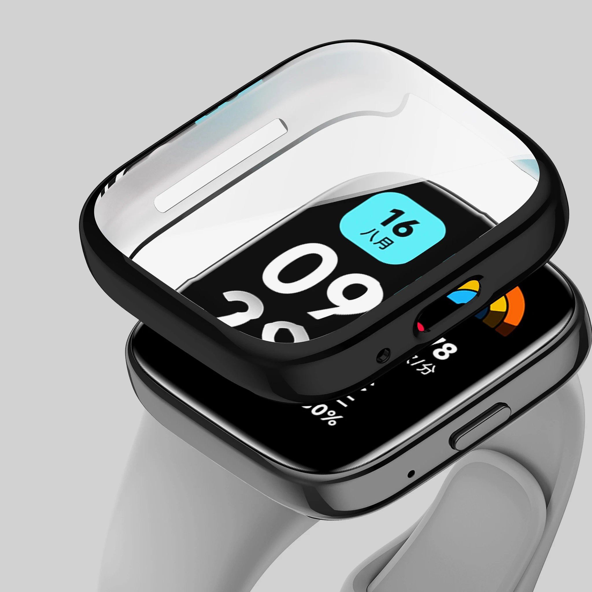 TPU Soft Silicone Smartwatch Case with Glass Screen Protector Cover