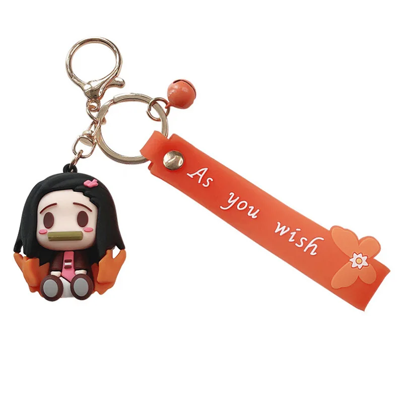 Cartoon Anime Figure Pendant Kamado Tanjirou Nezuko Agatsuma Zenitsu Key Chain Women Dackpack Car Pendant Key Ring