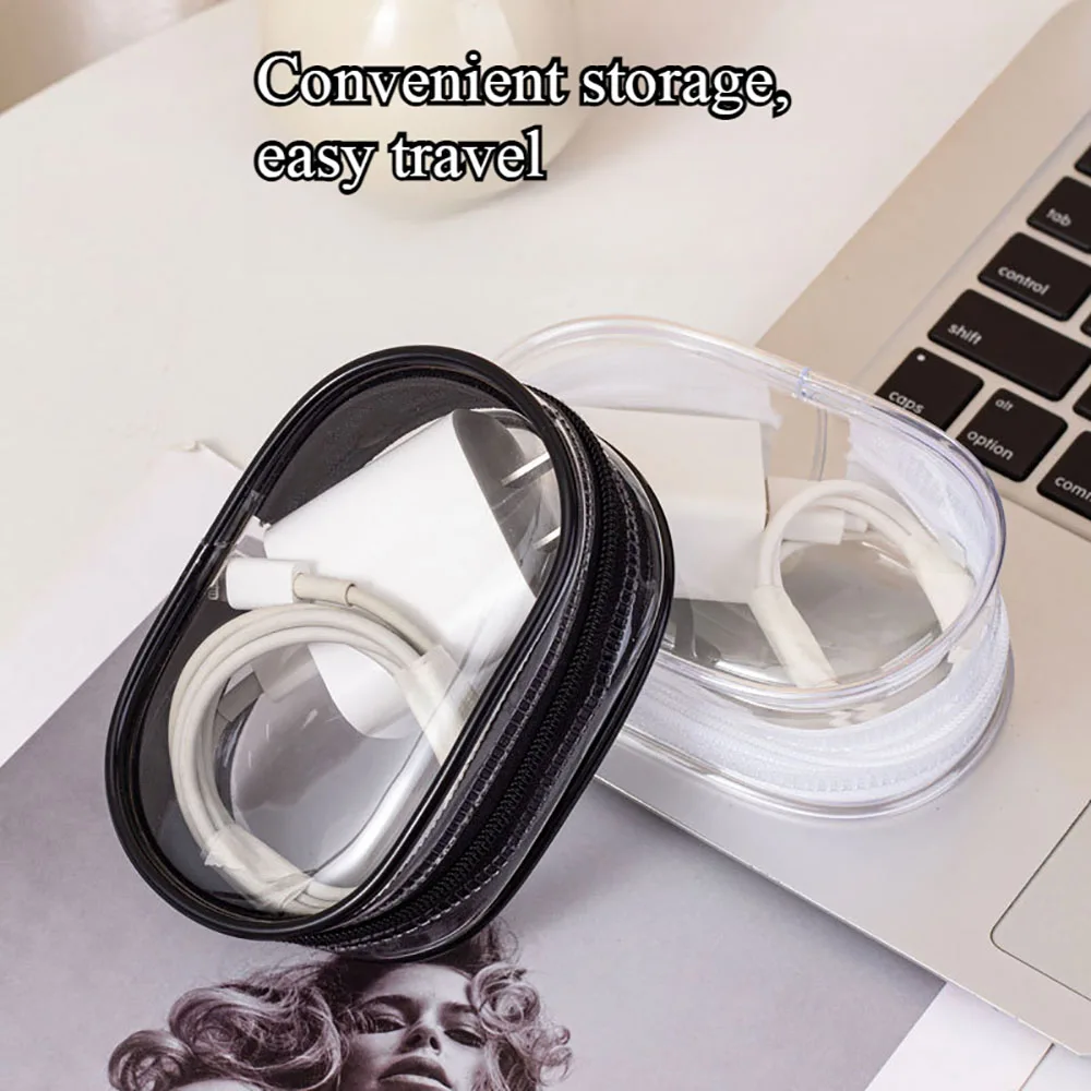 Mini Clear Zipper Storage Bag with Keychain Loop Portable Organizer for Earphones Chargers Travel Cable Case Accessories