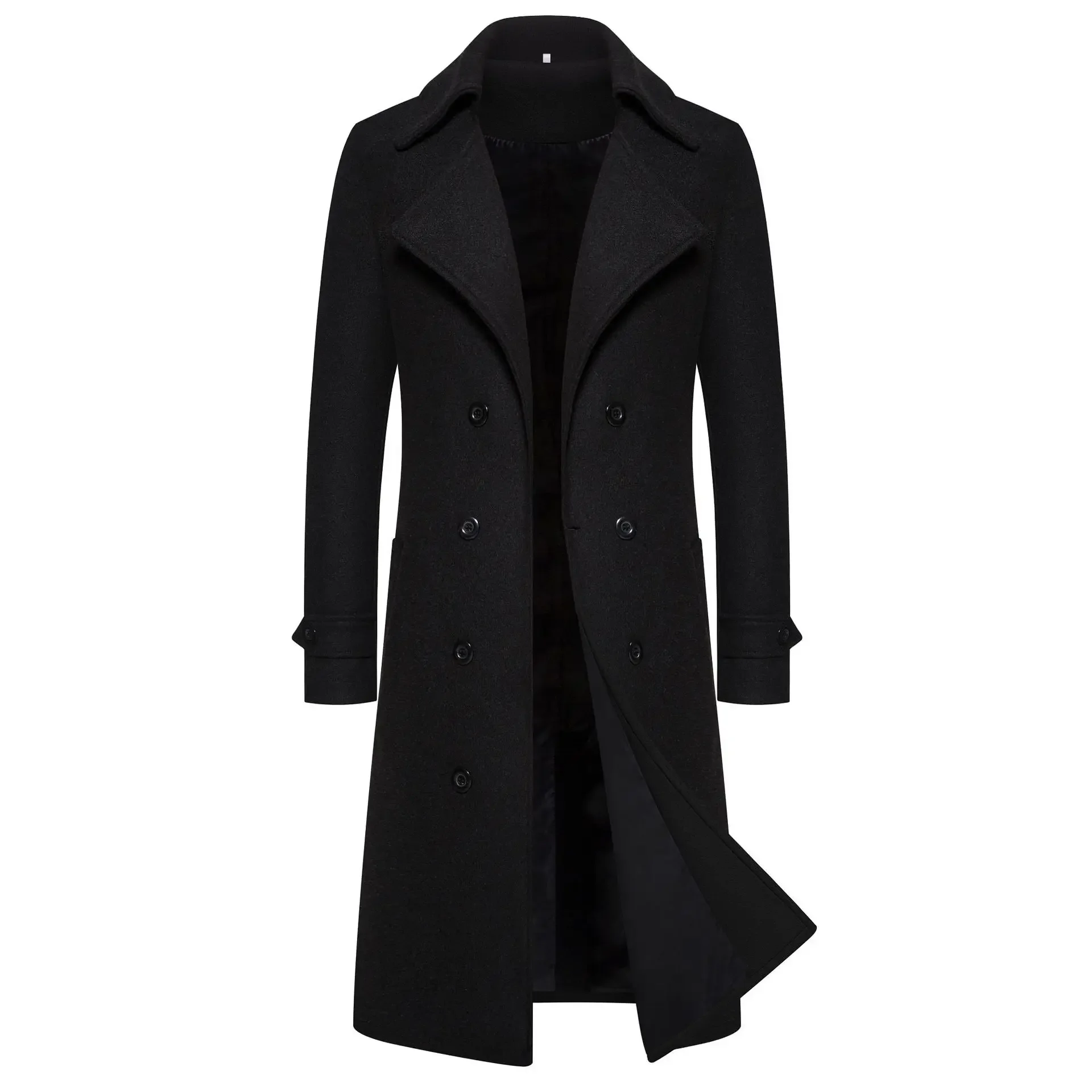 Trench Coat Men Autumn/winter Double Row Button Woolen Jacket Long Length Casual Overcoat
