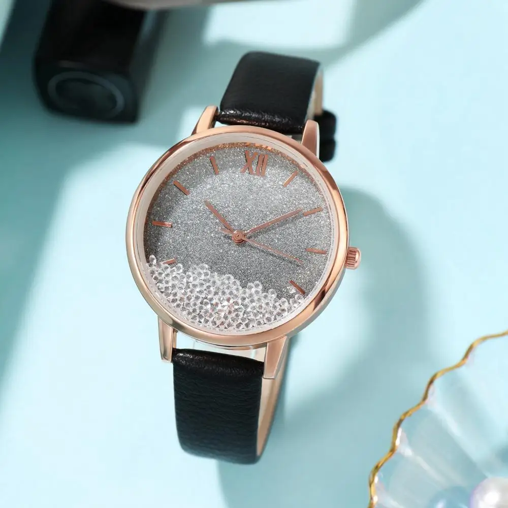 

Quartz Wristwatch Simple Wristwatch Women Watch Fashion Quicksand Round Change Color Dial Quartz Wristwatch