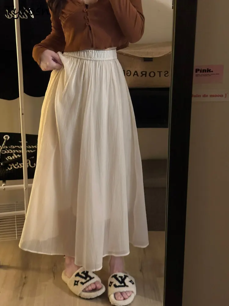

Skirts Women Design Fashion Elegant Tender Leisure Students Summer Empire Sweet Daily Folds Korean Style A-line All-match Simple