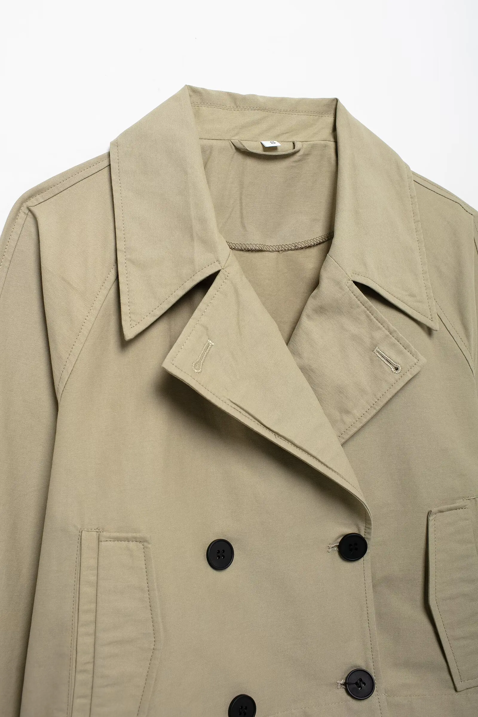 Description Picture 5 of itemTRAF Women Autumn 2024 New Fashion Short Jacket Coat Chic Lapel Casual Double-breasted All-match Thin Coat Outerwear Mujer