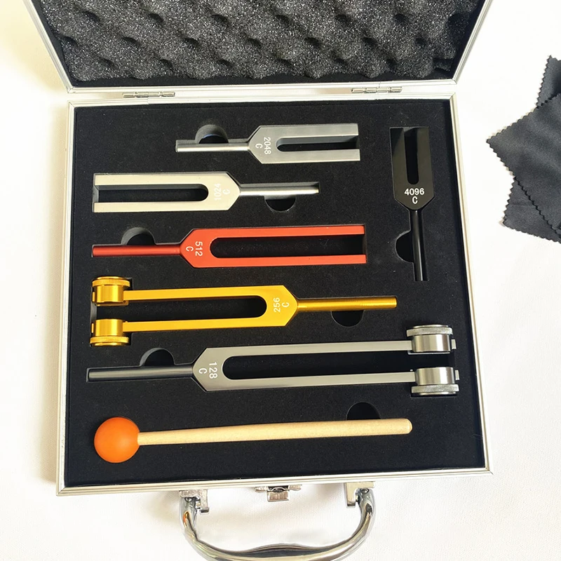 6Pcs Set Di Diapason Colorati In Lega Di Alluminio Chakra Tunning Forks Professional Medical Diapason Therapy Sound Healing Tools Gift