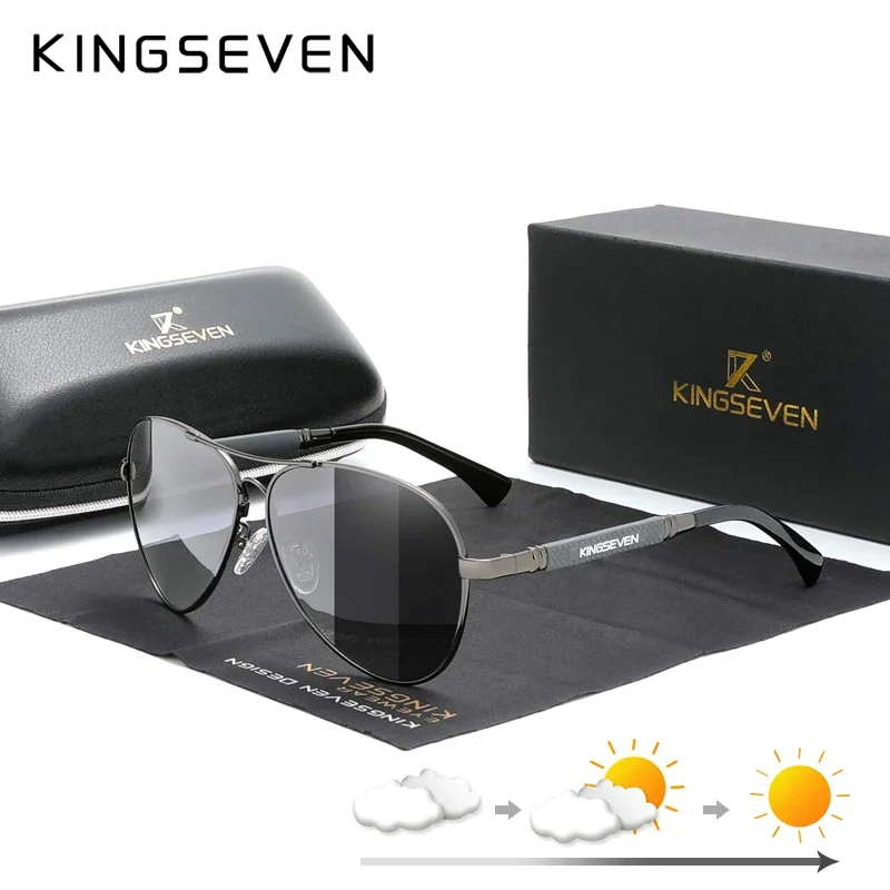 

KINGSEVEN брендовые модные трендовые качественные мужские солнцезащитные очки из титанового сплава, поляризационные солнцезащитные очки для женщин, зеркальные очки для пилота UV400