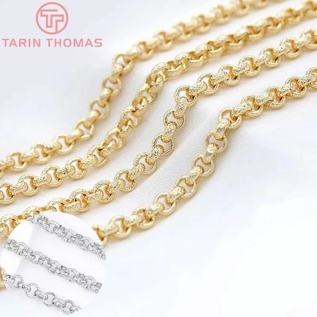 (6193) 50CM 4MM 6.5MM 24K Gold Color Plated Brass Necklace Chains Bracelet Chains High Quality Jewelry Accessories Wholesale 1
