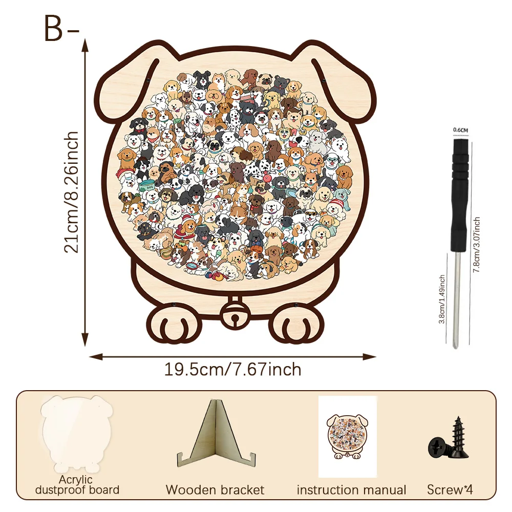 Animal Shape Wooden Jigsaw Puzzle With Stand Screwdriver Tools Adult Stress Relief Puzzle Home Desktop Decor Gift 7