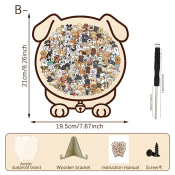 Animal Shape Wooden Jigsaw Puzzle With Stand Screwdriver Tools Adult Stress Relief Puzzle Home Desktop Decor Gift 7