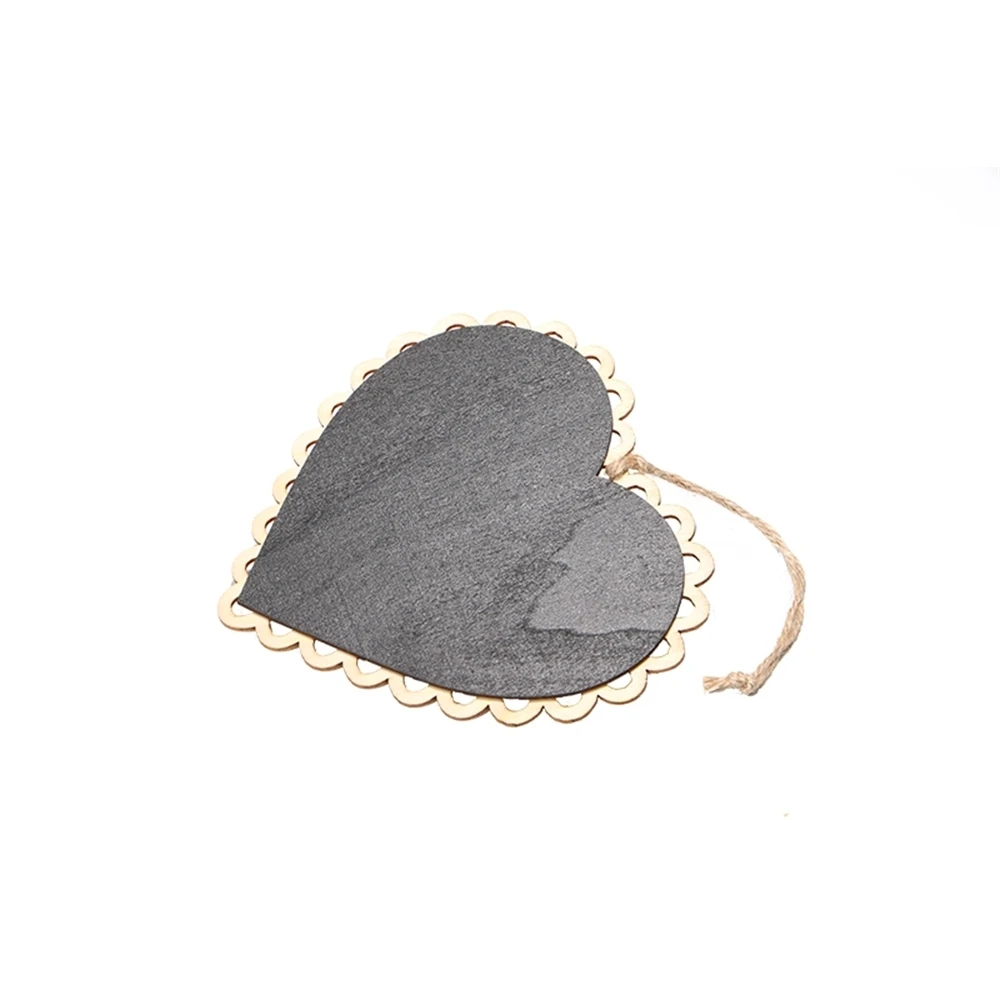 15x16cm Wooden Hanging Blackboard With Hemp String Love Heart Chalkboard Luggage Label Message Board Hang Tag Welcome Sign Board