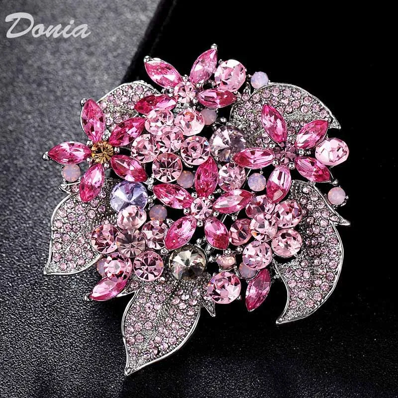 

Donia Jewelry European and American Fashion Flower Basket Alloy Micro-Inlaid Large Glass Brooch Luxury Retro Pin