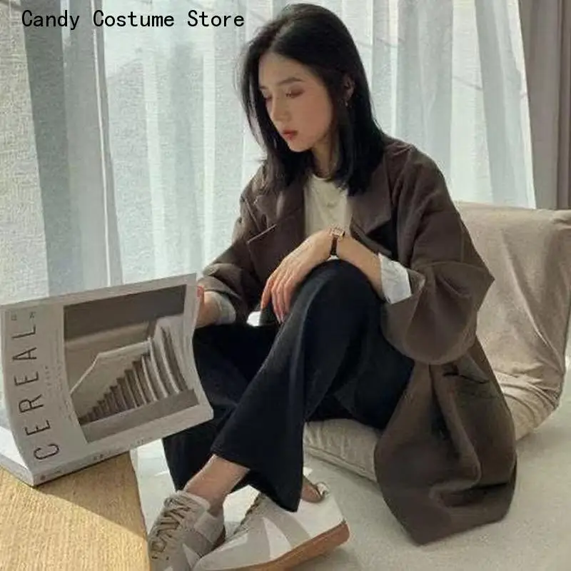 Simple Office Lady All-match Outwear Pockets Retro Elegant Formal Colleges Femme Pure Color Blazers Women