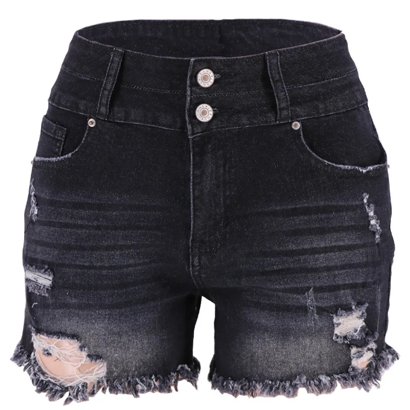 jeans shorts moda sexy alta estiramento borla