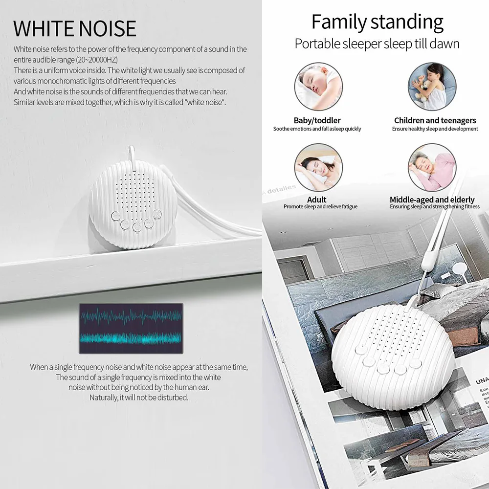 Portable Baby Sleep Machine Desktop White Noise Sound Machine for Baby Sleeping 18 Soothing Sounds 15/30/60min Timer S9e7b7cbf505d46d9beafca9d06db76a7v