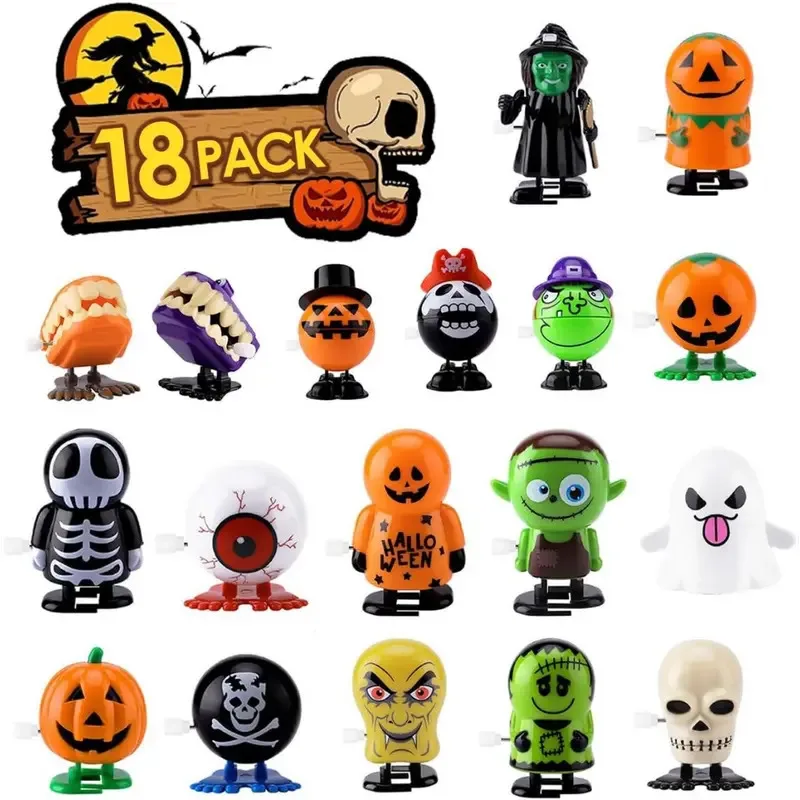 

18Pcs Halloween Wind Up Toys Halloween Prank Assorted Toys Party Favors Preschool Clockwork Toys Supplies For Kids Small Gifts