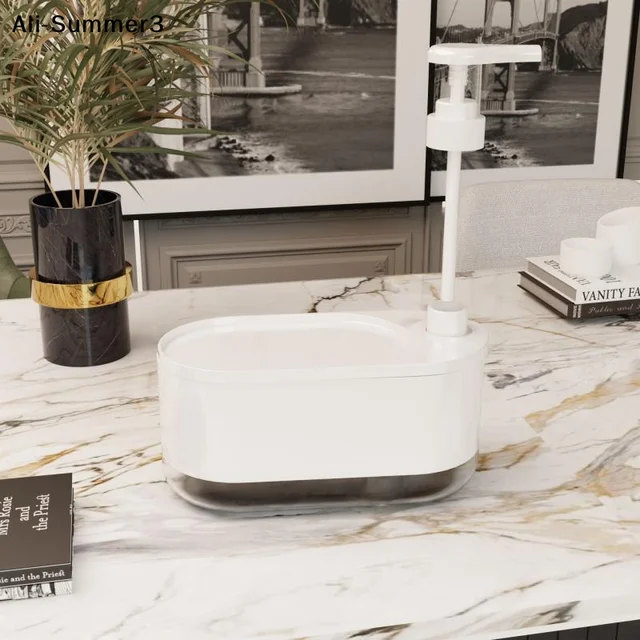 ที่จ่ายสบู่พลาสติกขนาดใหญ่สำหรับห้องน้ำ ปี 2025 1 ชิ้น พร้อมที่วางฟองน้ำ แบบกดด้วยมือ 5