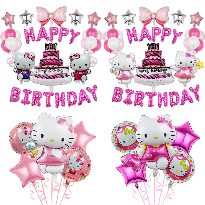 

Kawaii Hello Kitty тематическая вечеринка на день рождения украшение аниме Kt Cat фольгированный шарик, мультфильмы набор для детей и взрослых праздничные подарки