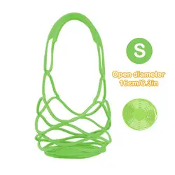Silicone Reusable Drink Tote Bag with Cup Mat and Mesh Basket (S Green)