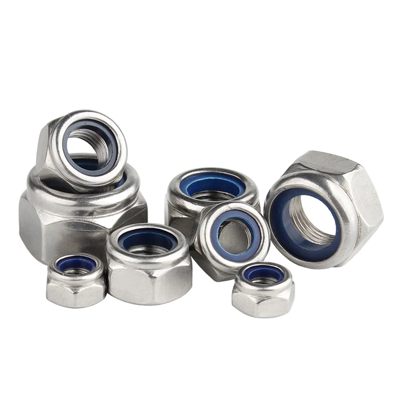 1/ 5/ 10/ 20pcs M2 M2.5 M3 M4 M5 M6 M8 M10 M12 M14 M16 M18 M20 M22 304 Stainless Steel Nylon Self-lock hexagon nuts Locknut DIN985