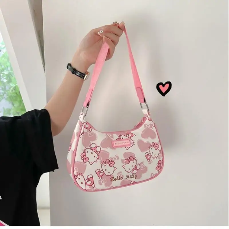 

Sanrio Genuine Kawaii Hello Kitty Handbag Anime Cute Cartoon Portable Underarm Bag Trendy Versatile One Shoulder Printed Bag