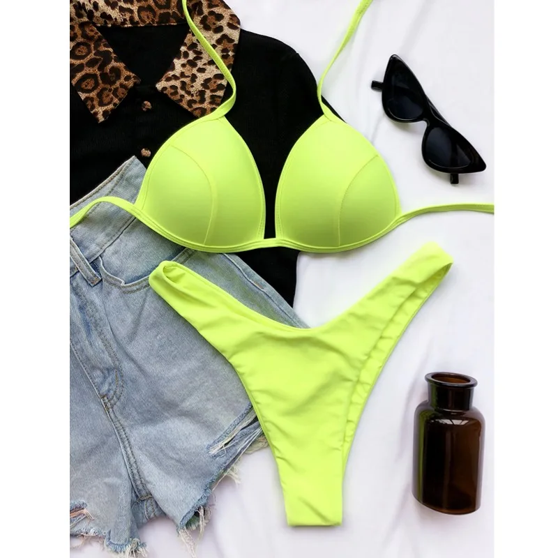 Women 2 Piece Swimsuit Sexy Swimwear Halter String Triangle Bikini Sets