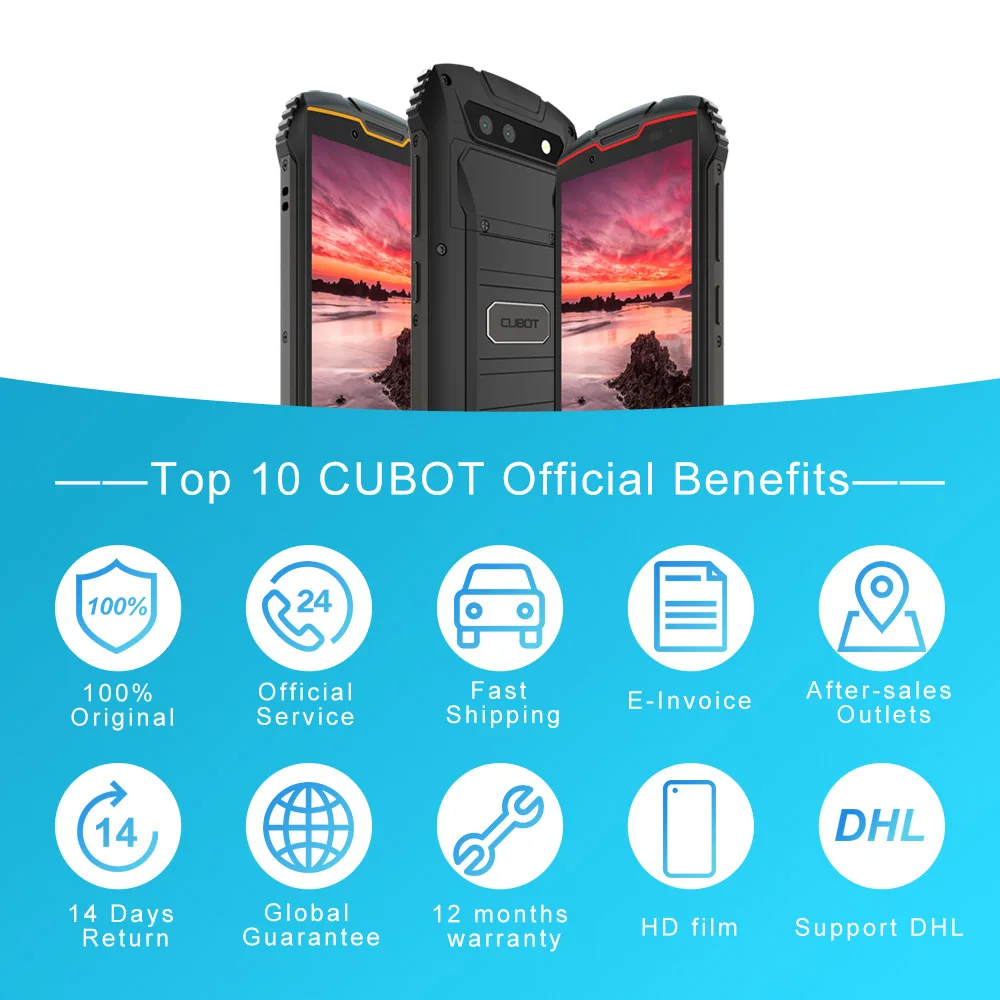 Cubot Kingkong Mini 2 Rugged SmartPhones Waterproof Android 10 3GB+32GB Dual SIM 3000mAh Battery 13MP Camera Small Mobile Phones