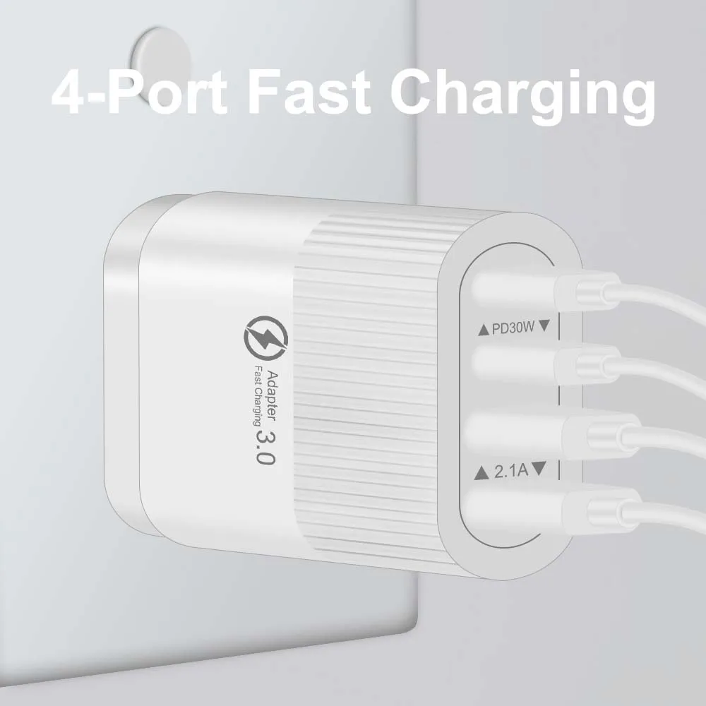 40W USB Charger 4 Ports Quick Charge QC3.0 Mobile Phone Charger Adapter For EU/US Plug iPhone Samsung Xiaomi Wall Mobile Charger