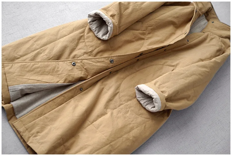 Trendy Quilted Maxi Coat for Women - Stand Collar Button Closure Long Jacket with Side Pockets for Fall Layering