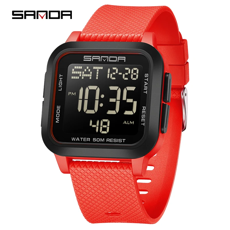 SANDA Top Marke Mode Herren Elektronische Sportuhren Multifunktionaler Wecker Wasserdicht LED Analog Digital Chronograph