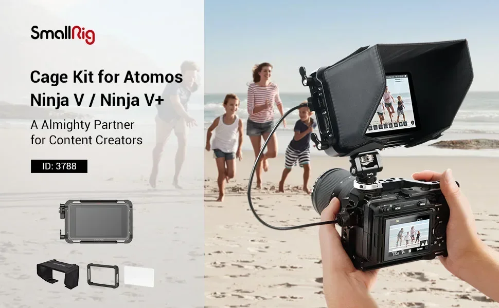 SmallRig Monitor Cage Kit for Atomos Ninja V/Ninja V+with Cage Sunhood Screen Pr