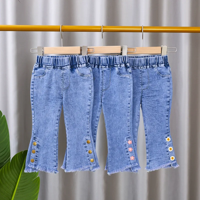 

Baby Girls Tight Jeans Spring Autumn Girls suona Denim Trousers Casual Kids Stretch Flared Pants Children Clothes for0-5Years