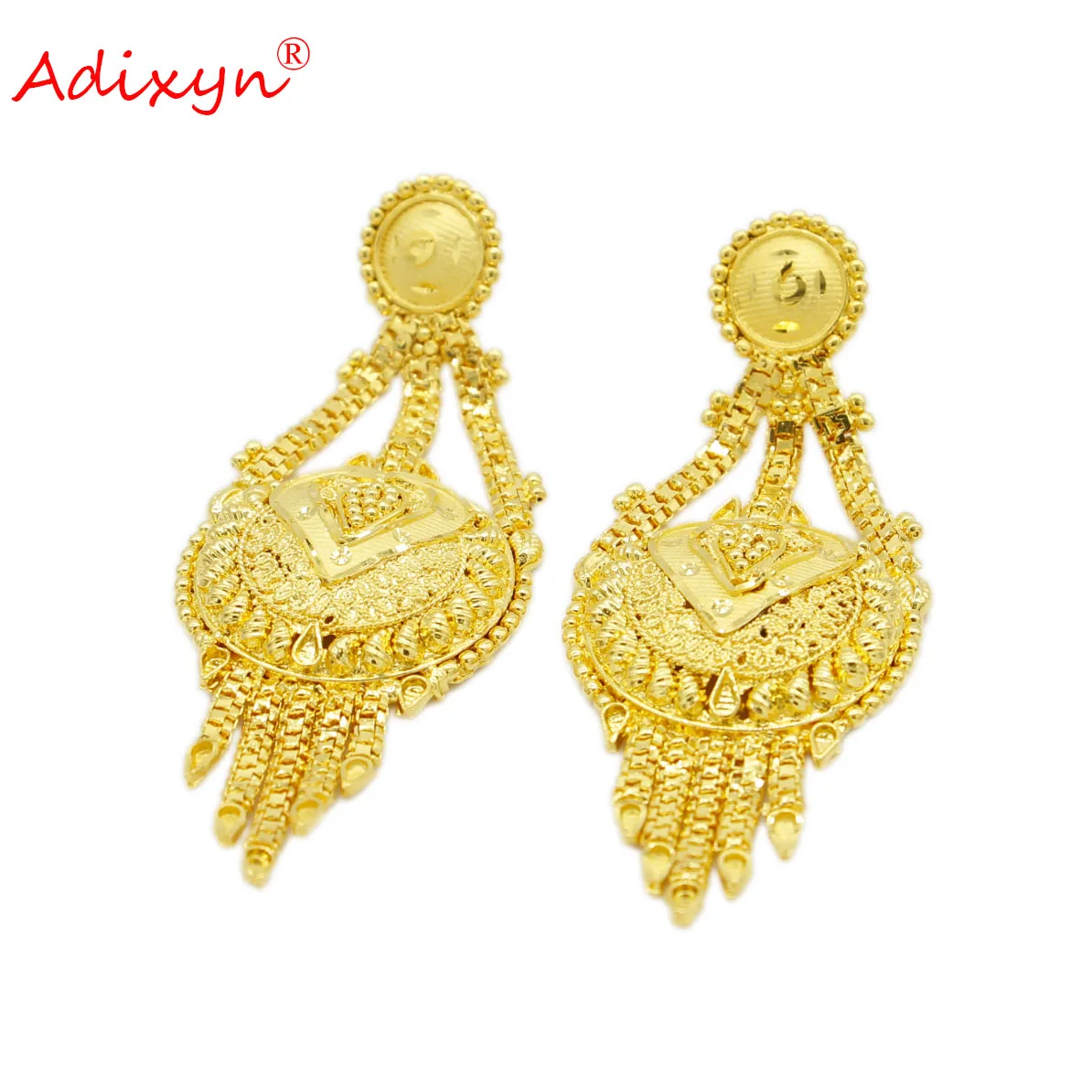 Adixyn Jewelry Bombast Big Stud Earring For Women 24k Plated Gold  Color Copper Mateial Hand-Work Made  Dubai Design N060612