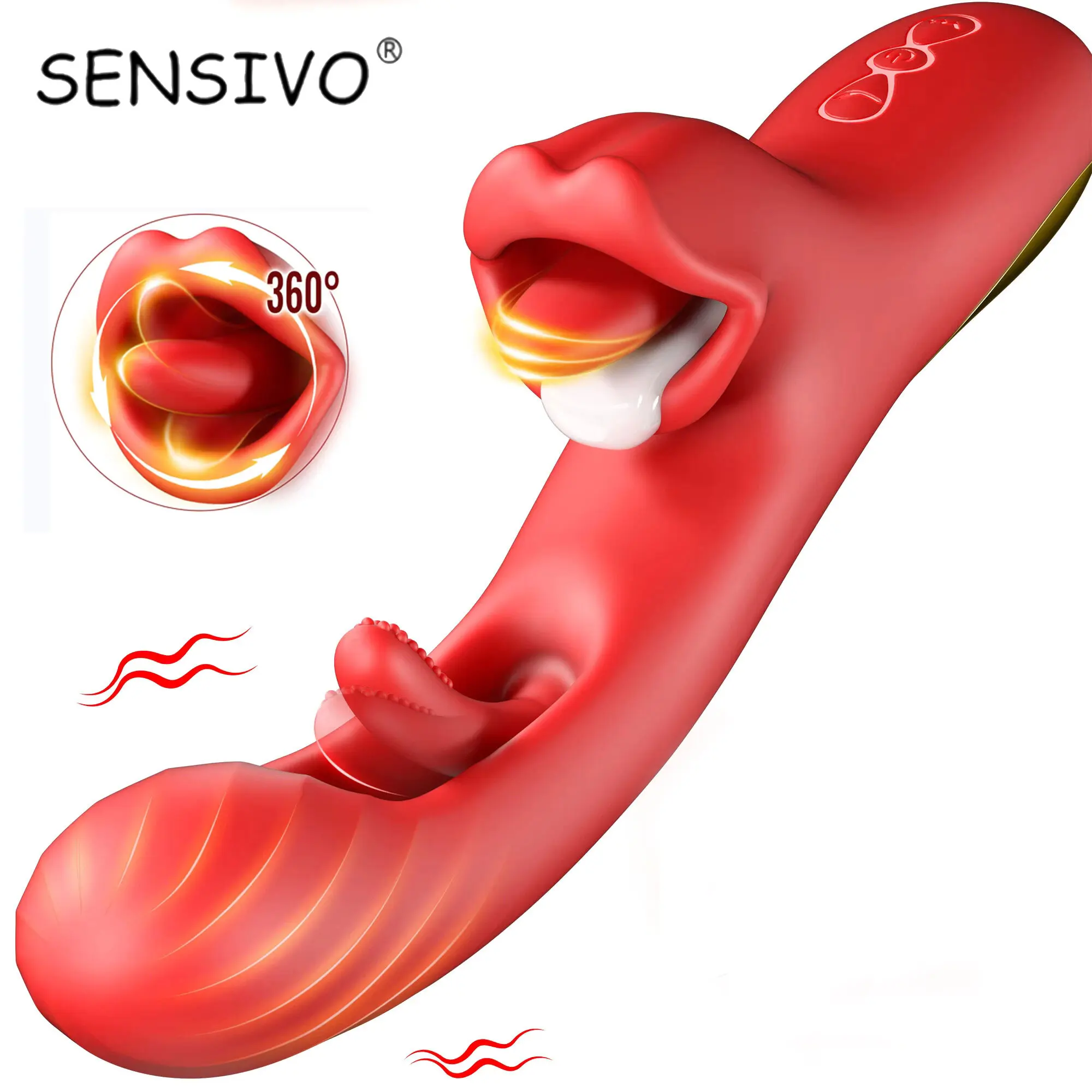 Female Sex Toy 360 Rotation Tongue-Licking Thrusting Vibrator