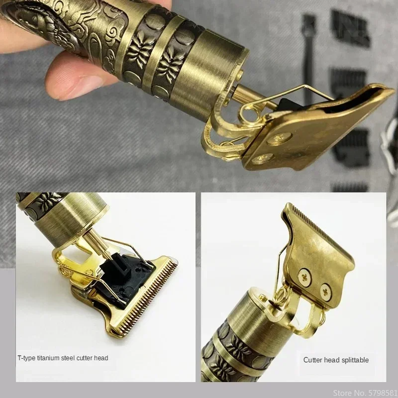 Vintage T9 Electric Hair Cutting Machine Hair Clipper Professional Men Shaver Rechargeable Barber Trimmer for Men Dragon Buddha hair clipper hair trimmer
