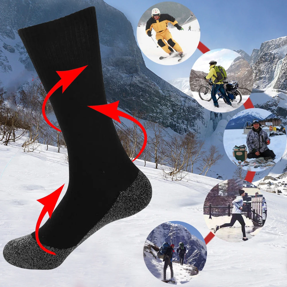 1/2Pair Self-heating Socks Winter Thermal Heated Socks Soft Elastic Thicken Anti-Slip Socks For Women Men Skiing Foot Warmer
