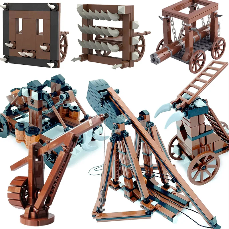 

Набор строительных блоков MOC Battering Ram, средневековый военный замок, осадный автомобиль, военная сцена, оружие, кирпичи, игрушки, подарок для мальчиков