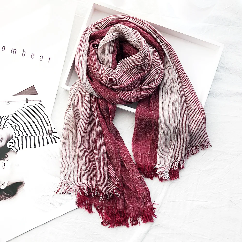 Men's Chunky Knit Striped Scarf - Black & White Checked Winter Scarf, Long Dress Scarf For Men & Boys