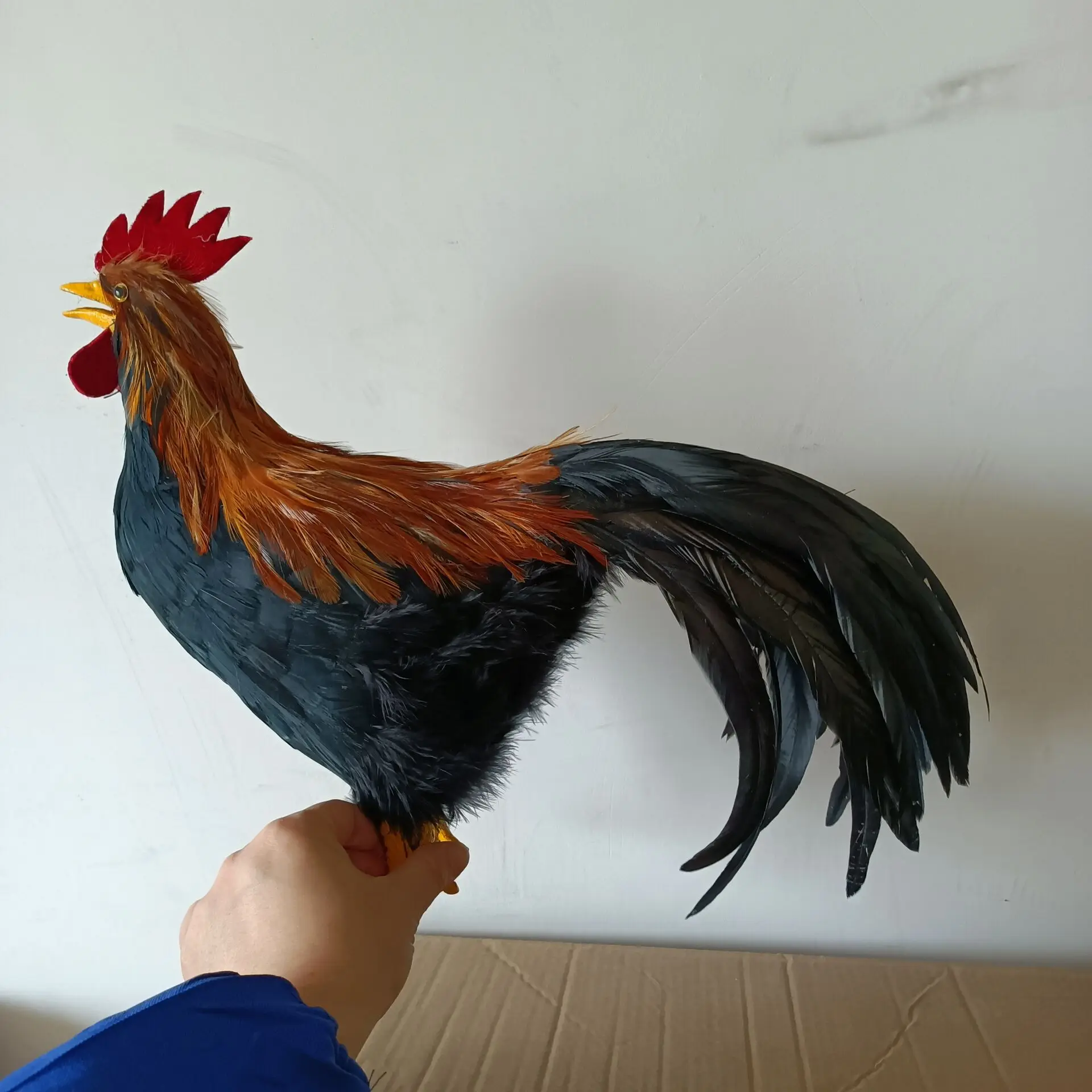 

new simulation black chicken foam and feather long tail cock model home decoration gift about 45cm h2964