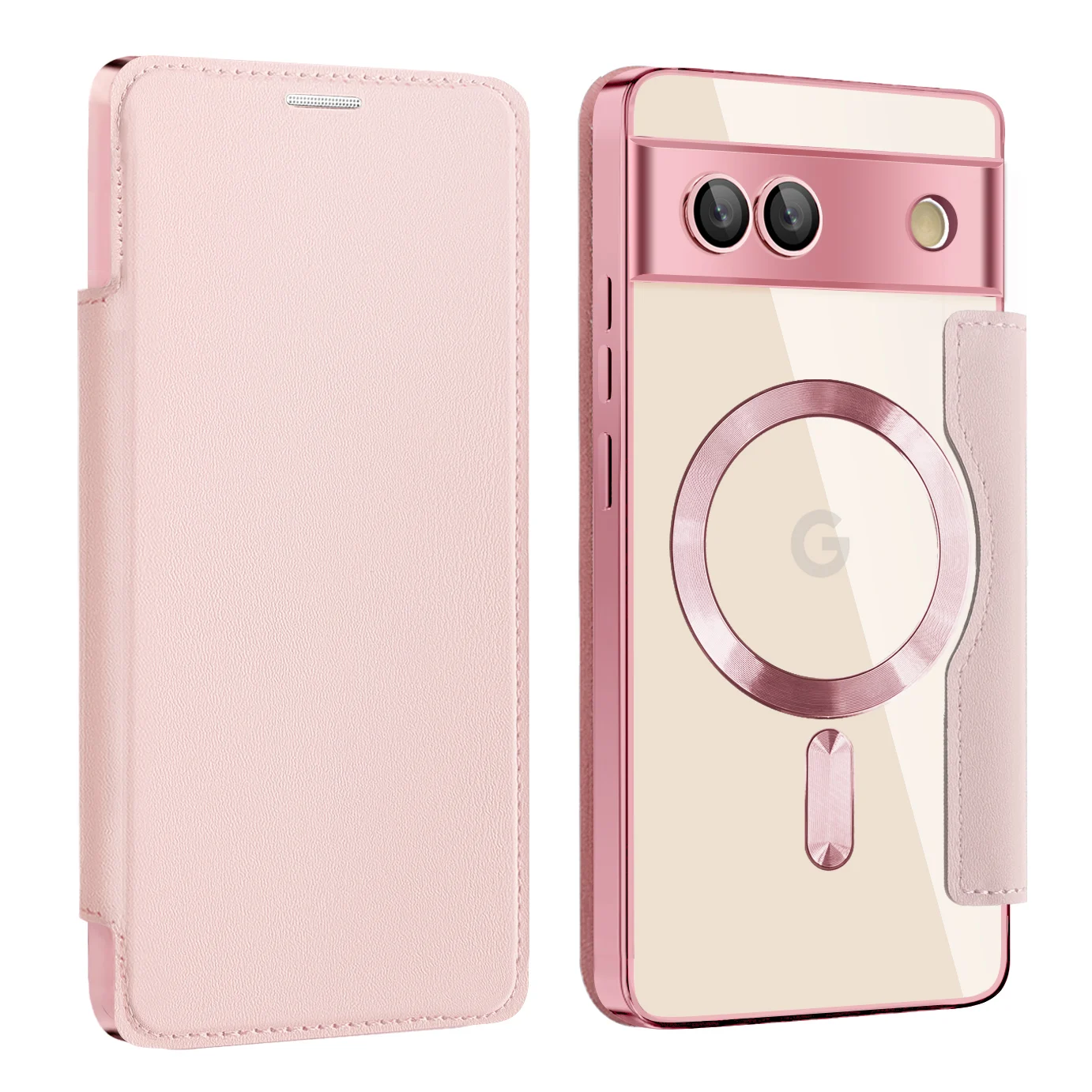Electroplated Luxury Flip Leather Case with MagSafe Wireless Charging Protection