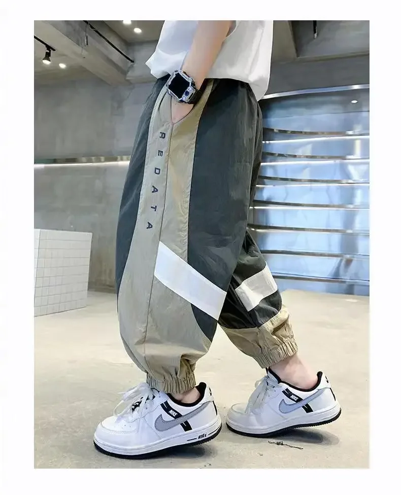 Summer Splicing Boys Pants Children's Mosquito Pants Casual Children Trousers Teenager School Joggers Sports Clothing