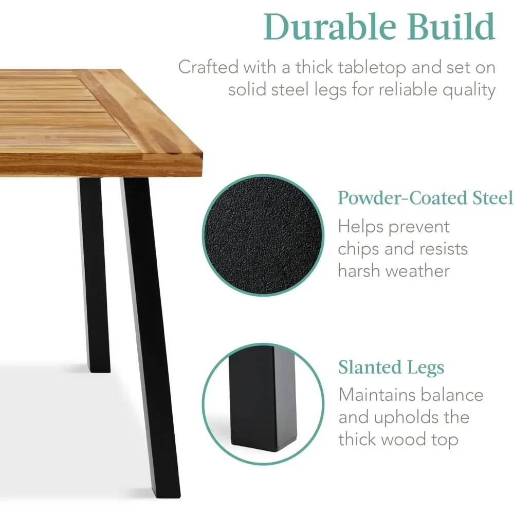 Dining Table Best Choice Products 6-Person Indoor Outdoor Acacia Wood , Picnic Table w/Powder-Coated Steel, 5