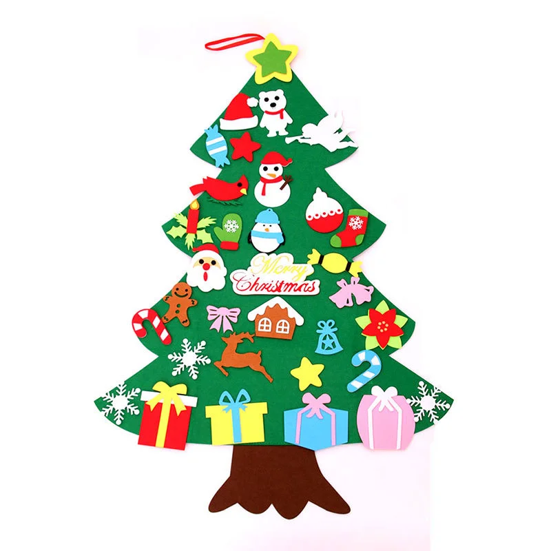 DIY Felt Christmas Tree Christmas Decoration for Home Navidad 2026 New Year Christmas Ornaments Santa Claus Xmas Kids Gifts