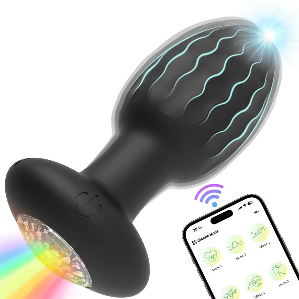 Vibrating LED Anal Plug Wireless APP Women Butt Plug Prostate Massager for Men Vibrating Adult Sex Toy Anal Vibrator for Couples