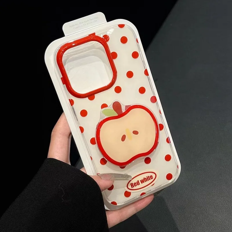 Retro Red Polka Dot Phone Case with Matching Phone Holder