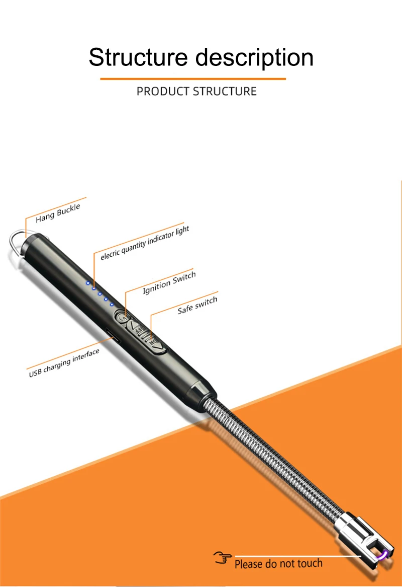 Description Picture 5 of item360° Electric Arc BBQ Lighter USB Windproof Flameless Plasma Ignition Long Lighters Gas Lighter For Candle Gas Stove No Gas Oil
