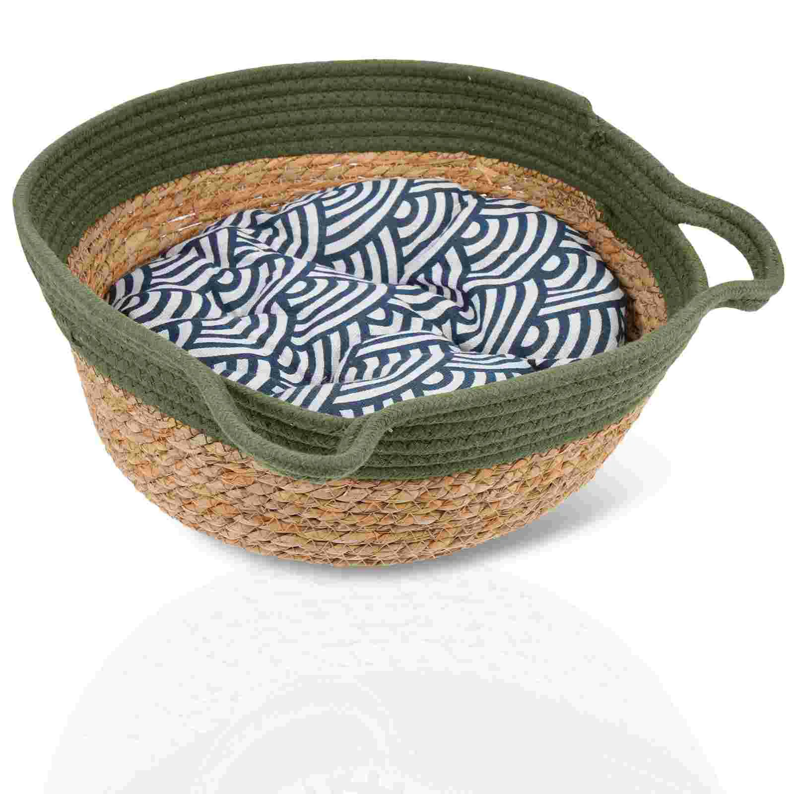 

Cat Nest House Bed Wicker Sleeping Supply Breathable Pet Cotton Comfortable Woven