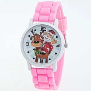 Fashion Children Watches Girls Boys Women Quartz Watch Cartoon Santa Elk Silicone Kids Watch Colorful Strap Clock Christmas Gift